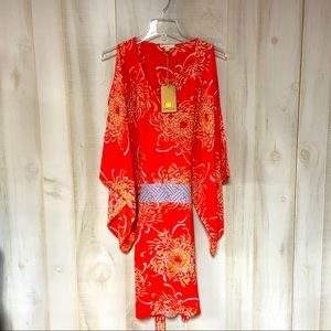 NWT Kindom Genny Coral V-Neck Kimono Tunic Dress Sz XS